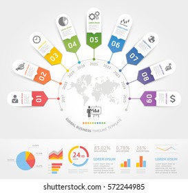 Business timeline elements template. Vector illustrations. Can be used for workflow layout, banner, diagram, number options, web design, infographic template.