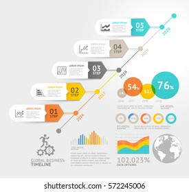 Business timeline elements template. Vector illustrations. Can be used for workflow layout, banner, diagram, number options, web design, infographic template.