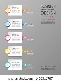 Business timeline infograph with 5 options. Vector