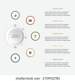 Business timeline infographic with 5 steps options.  