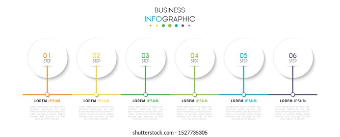 Business timeline infographic design element with steps, options, or numbers for workflow layout, annual, web design. Vector Illustration