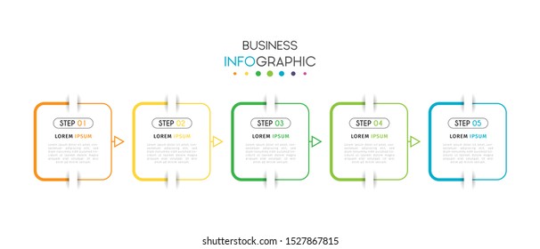Business timeline infographic design element with steps, options, or numbers for workflow layout, annual, web design. Vector Illustration