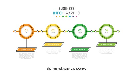 Business timeline infographic design element with steps, options, or numbers for workflow layout, annual, web design. Vector Illustration
