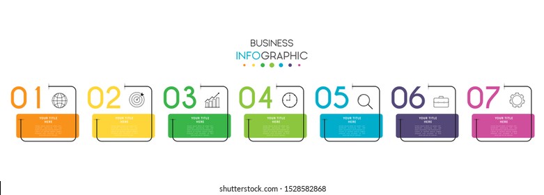 Business timeline infographic design element with steps, options, or numbers for workflow layout, annual, web design. Vector Illustration