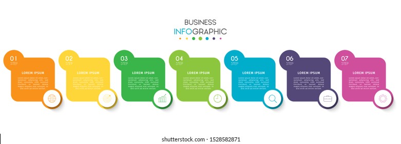 Business timeline infographic design element with steps, options, or numbers for workflow layout, annual, web design. Vector Illustration