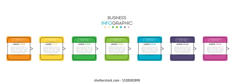 Business timeline infographic design element with steps, options, or numbers for workflow layout, annual, web design. Vector Illustration