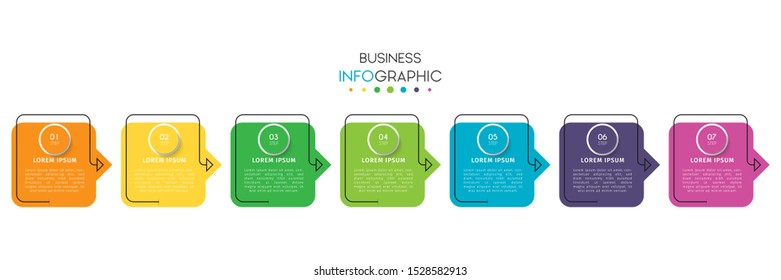 Business timeline infographic design element with steps, options, or numbers for workflow layout, annual, web design. Vector Illustration