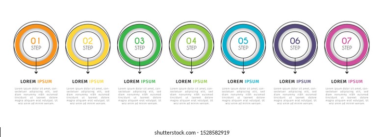 Business timeline infographic design element with steps, options, or numbers for workflow layout, annual, web design. Vector Illustration