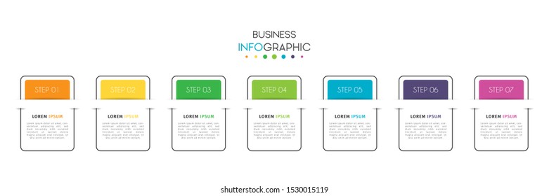 Business timeline infographic design element with steps, options, or numbers for workflow layout, annual, web design. Vector Illustration
