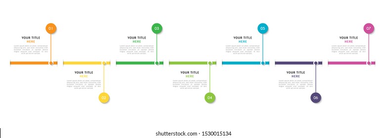 Business timeline infographic design element with steps, options, or numbers for workflow layout, annual, web design. Vector Illustration