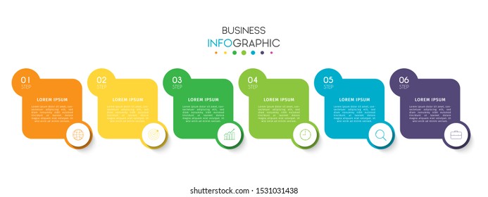 Business timeline infographic design element with steps, options, or numbers for workflow layout, annual, web design. Vector Illustration