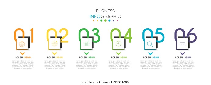 Business timeline infographic design element with steps, options, or numbers for workflow layout, annual, web design. Vector Illustration