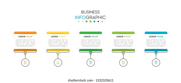 Business timeline infographic design element with steps, options, or numbers for workflow layout, annual, web design. Vector Illustration