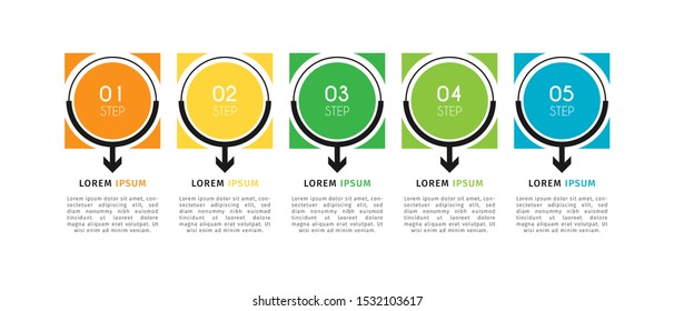 Business timeline infographic design element with steps, options, or numbers for workflow layout, annual, web design. Vector Illustration