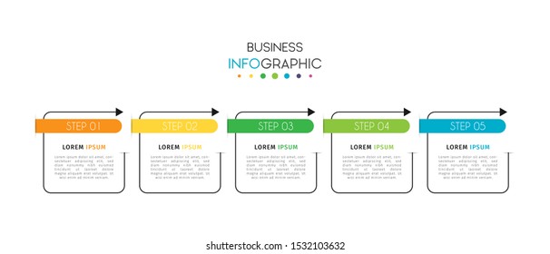 Business timeline infographic design element with steps, options, or numbers for workflow layout, annual, web design. Vector Illustration