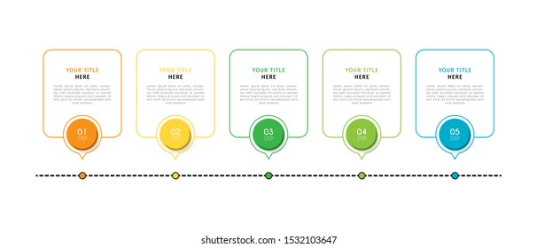 Business timeline infographic design element with steps, options, or numbers for workflow layout, annual, web design. Vector Illustration