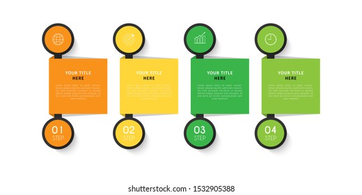 Business timeline infographic design element with steps, options, or numbers for workflow layout, annual, web design. Vector Illustration