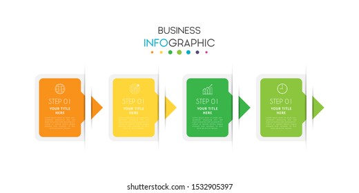 Business timeline infographic design element with steps, options, or numbers for workflow layout, annual, web design. Vector Illustration