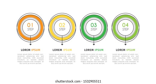 Business timeline infographic design element with steps, options, or numbers for workflow layout, annual, web design. Vector Illustration