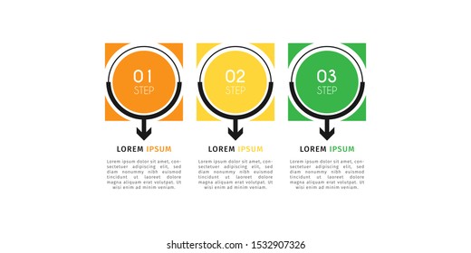 Business timeline infographic design element with steps, options, or numbers for workflow layout, annual, web design. Vector Illustration