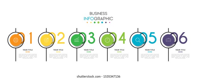Business timeline infographic design element with steps, options, or numbers for workflow layout, annual, web design. Vector Illustration