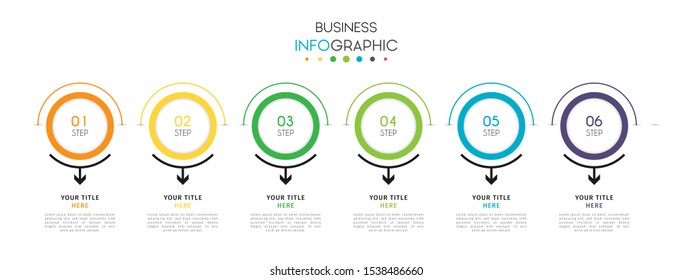 Business timeline infographic design element with steps, options, or numbers for workflow layout, annual, web design. Vector Illustration