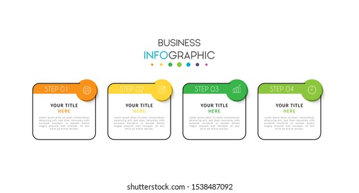 Business timeline infographic design element with steps, options, or numbers for workflow layout, annual, web design. Vector Illustration