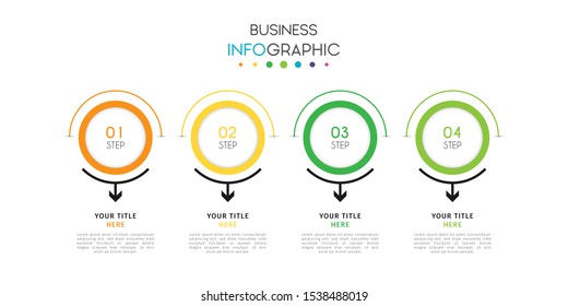 Business timeline infographic design element with steps, options, or numbers for workflow layout, annual, web design. Vector Illustration