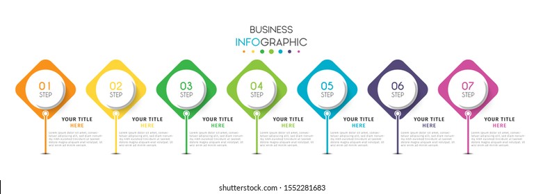 Business timeline infographic design element with steps, options, or numbers for workflow layout, annual, web design. Vector Illustration