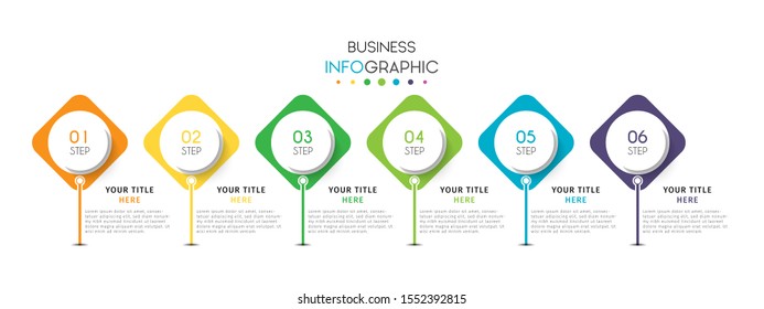 Business timeline infographic design element with steps, options, or numbers for workflow layout, annual, web design. Vector Illustration