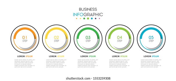 Business timeline infographic design element with steps, options, or numbers for workflow layout, annual, web design. Vector Illustration