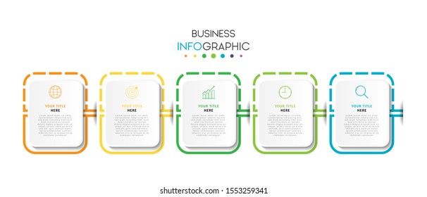 Business timeline infographic design element with steps, options, or numbers for workflow layout, annual, web design. Vector Illustration