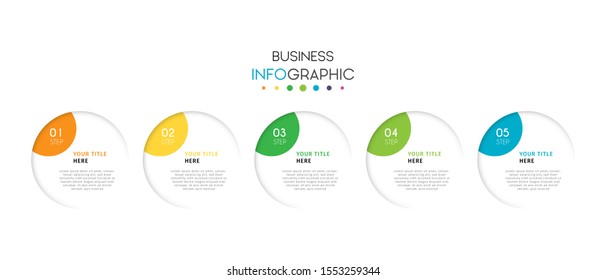 Business timeline infographic design element with steps, options, or numbers for workflow layout, annual, web design. Vector Illustration