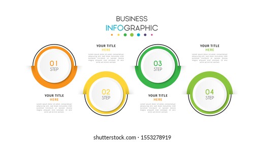 Business timeline infographic design element with steps, options, or numbers for workflow layout, annual, web design. Vector Illustration