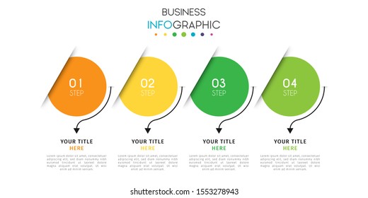 Business timeline infographic design element with steps, options, or numbers for workflow layout, annual, web design. Vector Illustration