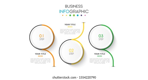 Business timeline infographic design element with steps, options, or numbers for workflow layout, annual, web design. Vector Illustration