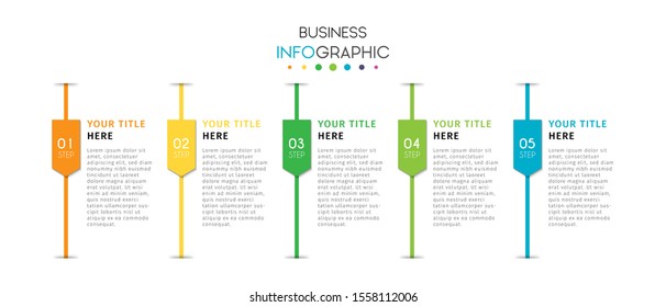 Business timeline infographic design element with steps, options, or numbers for workflow layout, annual, web design. Vector Illustration