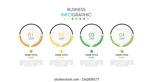 Business timeline infographic design element with steps, options, or numbers for workflow layout, annual, web design. Vector Illustration