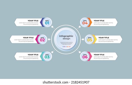 Business timeline infographic design template with 6 steps. Can be used for info graph, diagram, flow chart and business brochure.