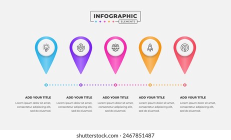 Business timeline infographic design template with 5 steps