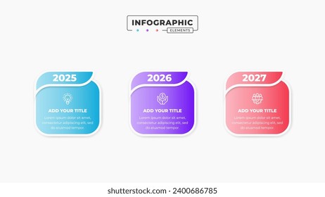 Business timeline infographic elements with 3 steps or options