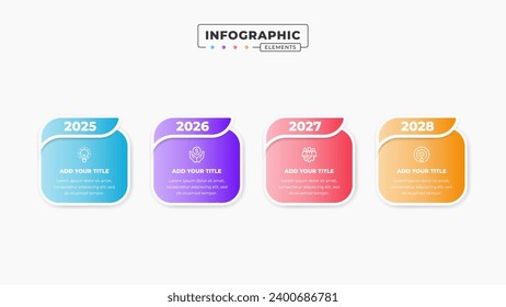 Business timeline infographic elements with 4 steps or options