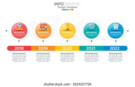 Business timeline infographic elements with 5 options or steps.