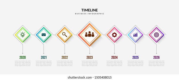 Business timeline infographic elements, Colorful process chart with editable segments