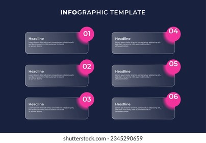 Infografía de la línea de tiempo de negocio Ilustración vectorial del efecto morfismo de vidrio