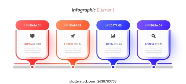 Business Timeline Infographic Presentation with Rectangle Label, 4 Option and Icon, Can be Used for Presentation