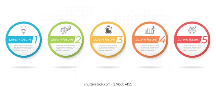 Business timeline infographic template 5 options or step.
