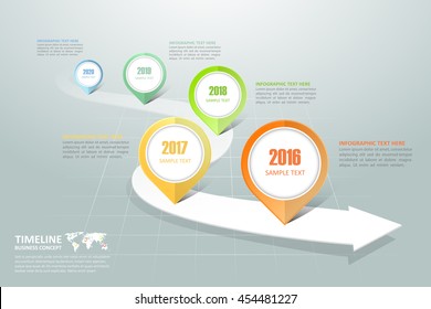 Modelo de infográfico de linha de tempo de negócios pode ser usado para layout de fluxo de trabalho, diagrama, opções de número,