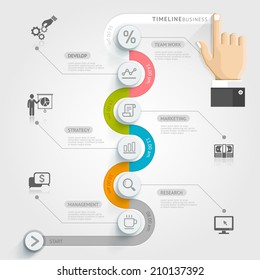 Business timeline infographic template. Vector illustration. can be used for workflow layout, banner, diagram, number options, web design.