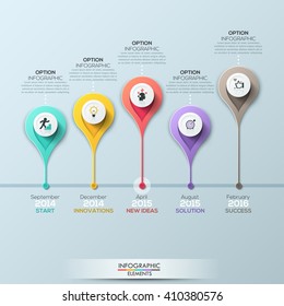 Plantilla de infografía de línea de tiempo de negocios. Ilustración vectorial. puede utilizarse para diseño de flujo de trabajo, banner, diagrama, opciones de número, diseño web.